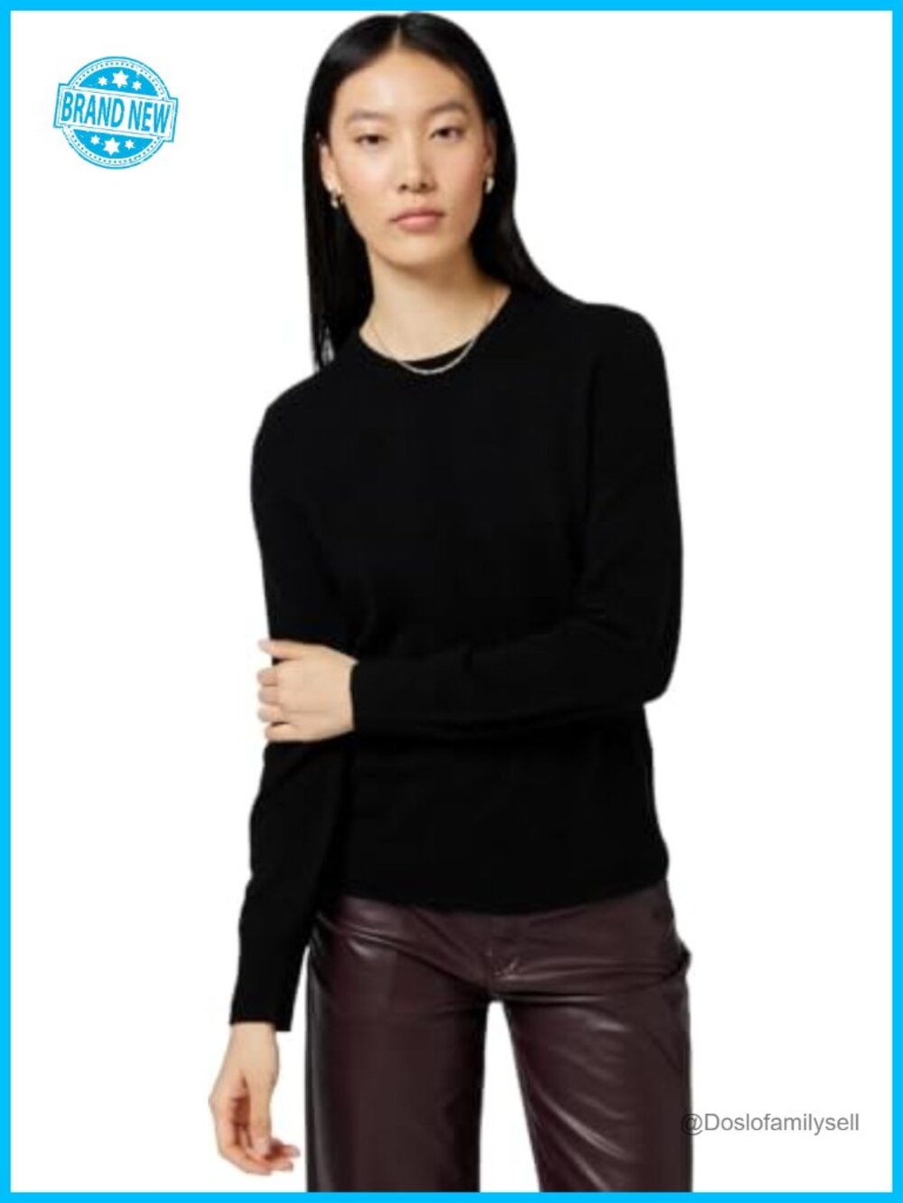 100% Mongolian Cashmere Crewneck Sweater Long Sleeve Pullover